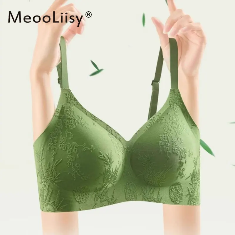 

New Chinese Style Seamless Underwear Women's Small Breasts Push Up Bra Wire Free Soft Support Brassiere Lingerie