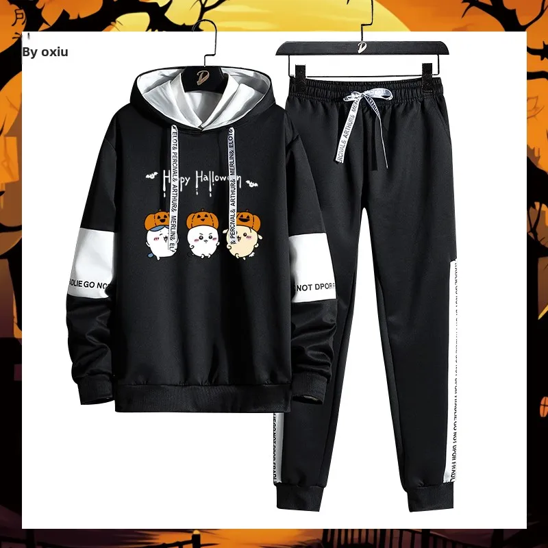 

Giika asu Qianwan loween Collaborative Sweatirt Pants Set Casual Autumn Winter Clothes for Students Teenage Faion