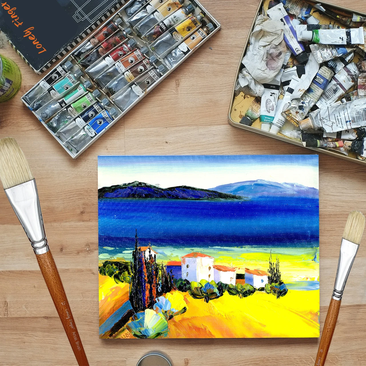 Professional Hog Bristle Filbert Oil Paint Brushes Set, 7pcs Long Wooden Handle Natural Chungking Hog for Oil Acrylic Painting image 6