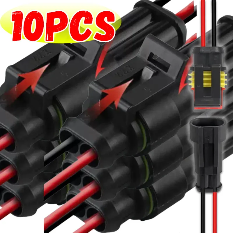 Terminal Waterproof Kit Plugs and Sockets Electrical Connector 2-Pin Male/Female for Auto Marine Truck Wiring Installation Parts
