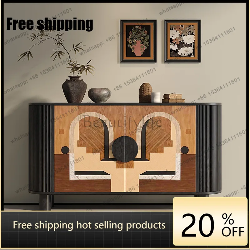 Hot French retro style solid wood porch decorative storage cabinet middle ancient style storage side cabinet
