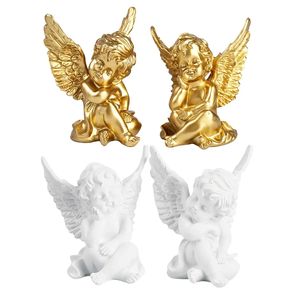 2x Angel Creative Statue Cherubs Sculpture Office Home Decoration Bar