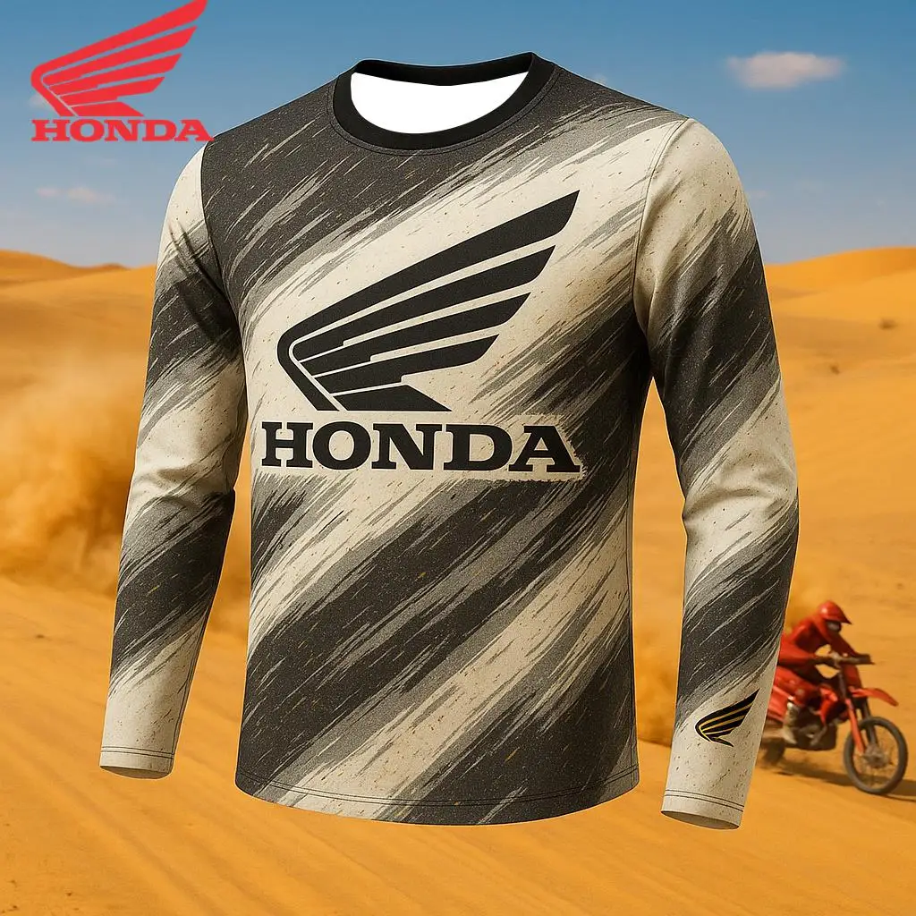 

Honda 2026 мотоциклетная команда Джерси с длинным рукавом, мужская быстросохнущая спортивная футболка, женская дышащая удобная весенне-осенняя футболка