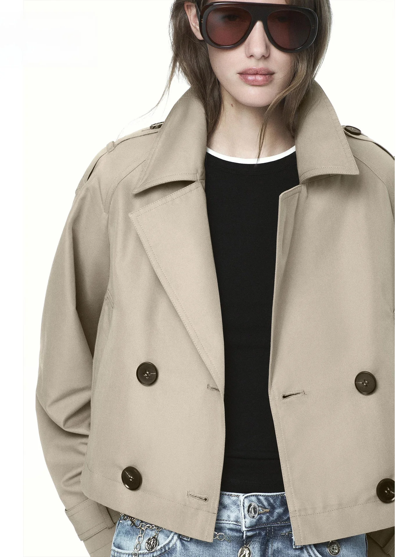 

Faionable ort, двубортная классическая женская ветровка Long Sve, осень 2022, новое простое женское пальто Sle Simple Ele