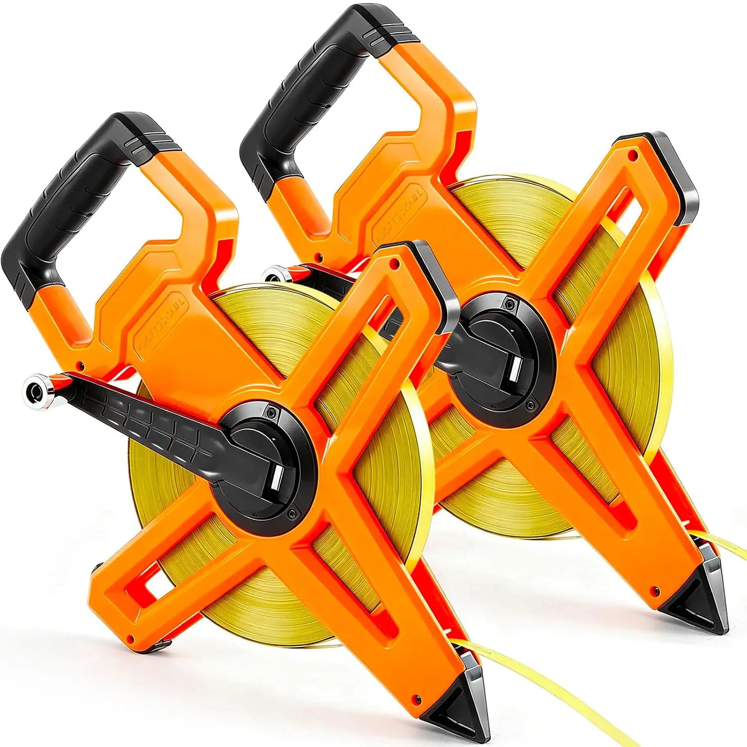 2 Pcs 328ft/100m Open Reel Steel Tape Measure, Dual Scale