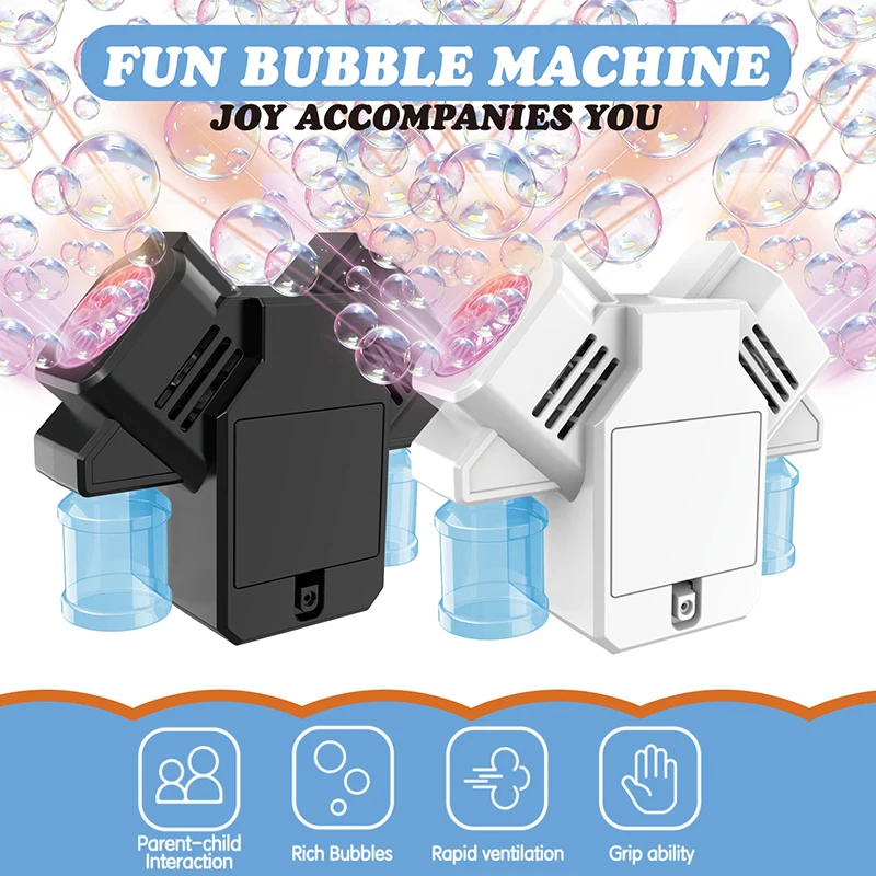 Con acqua a bolle da 100 ml Macchina per bolle a doppia testa Giocattolo Giocattolo da esterno per bambini Gioco Regalo interattivo per festival di macchine per bolle