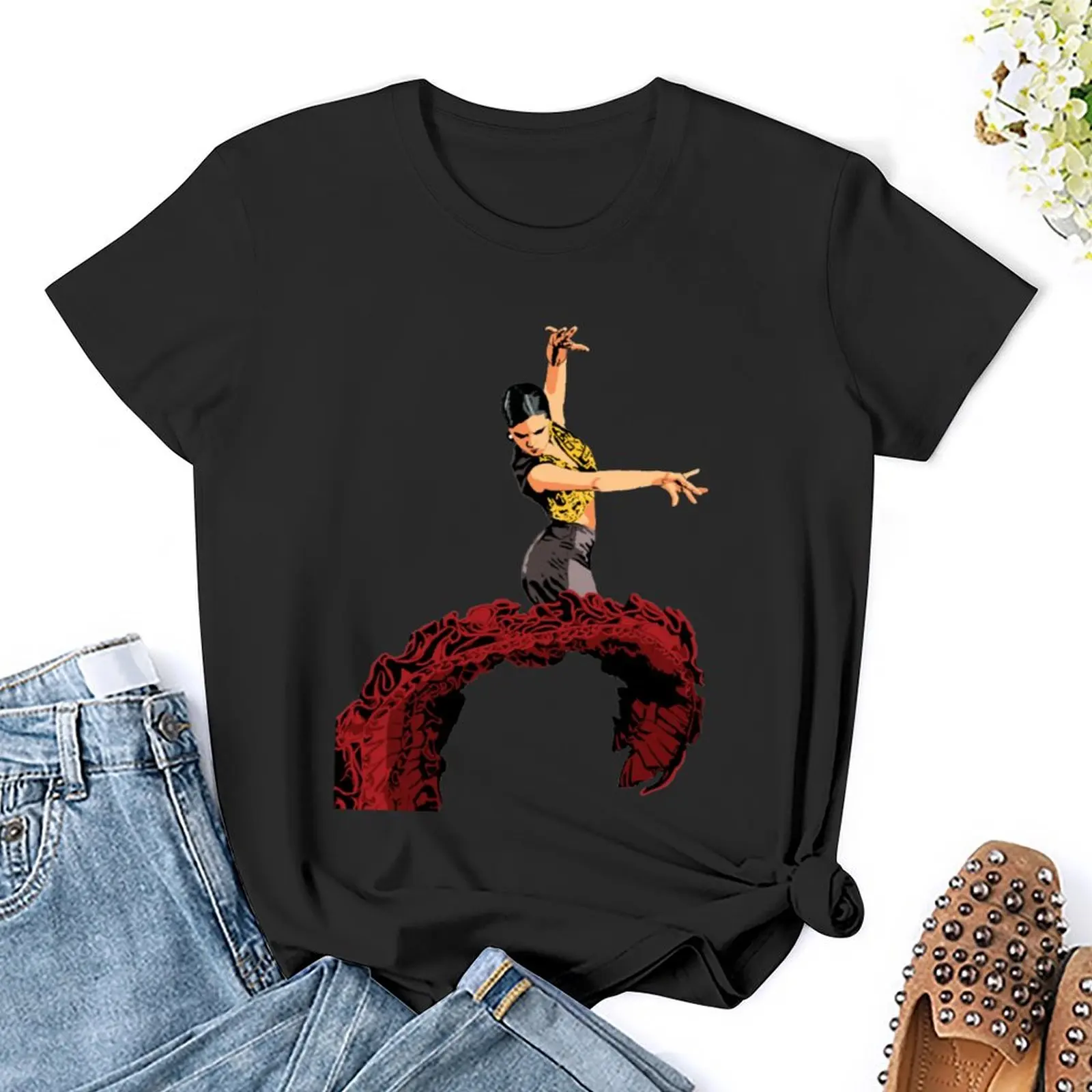 The Flamenco Dancer t-shirt summer top graphics summer tops magliette grafiche da donna