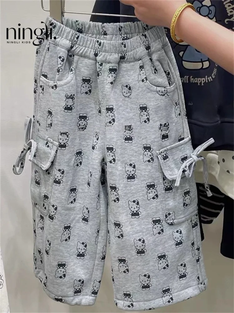 

Модные утепленные брюки для девочек, осенне-зимние, новые, повседневные брюки для мальчиков, детские зимние длинные брюки