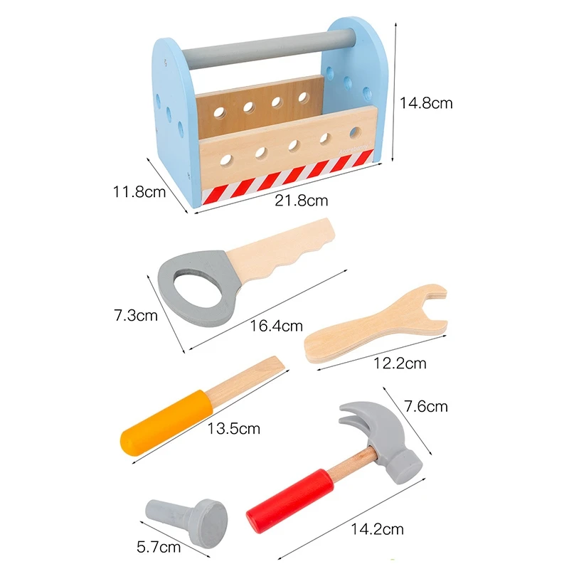 Take-Along Tool Kit Fantasiespel Gereedschapsset Cadeau voor jongen of meisje Kinderen Educatief DIY Houten Moer Montagespeelgoed