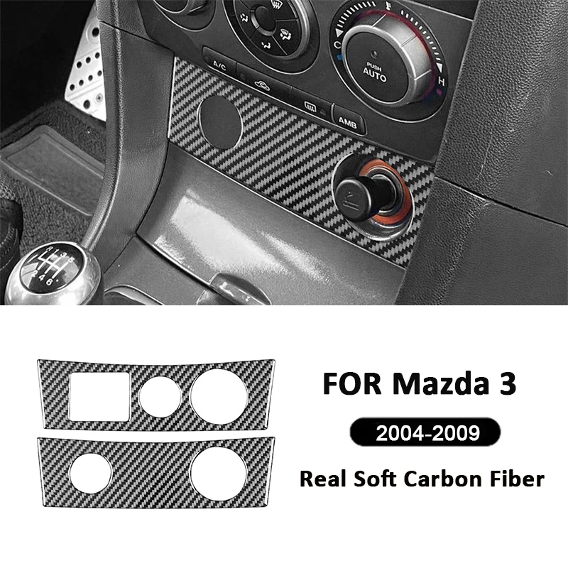 For Mazda 3 2004-2009 Carbon Fiber Car Accessories Cigarete Lighters Adapter Panel Multifunction Power Cover Decoration Sticker