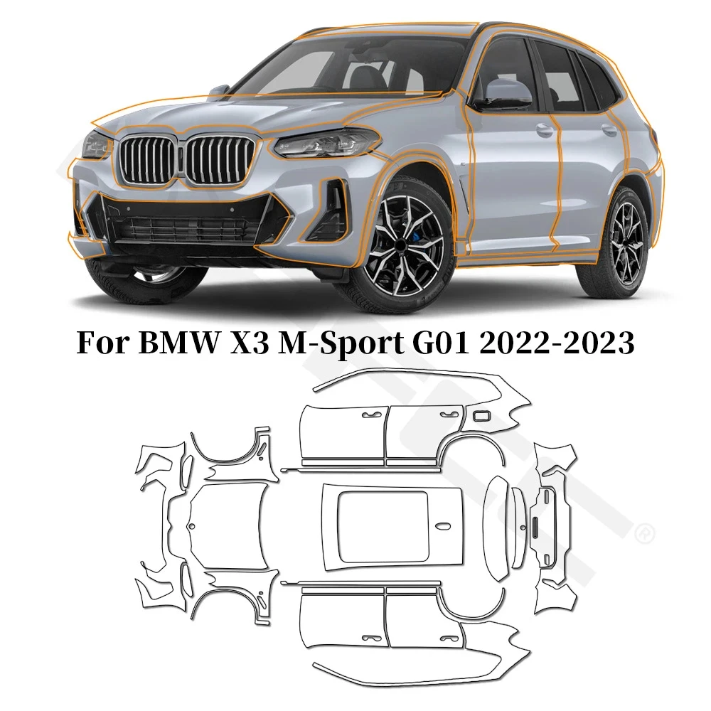 

Прозрачная защитная пленка из ТПУ для BMW X3 M SPORT M G01 2022 2023, прозрачный бюстгальтер с защитой от царапин, предварительно вырезанные аксессуары PPF