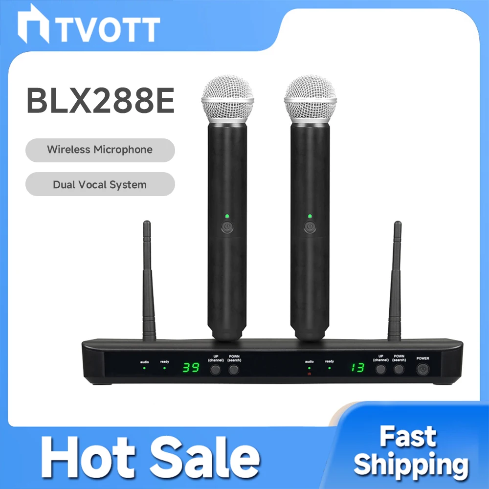 BLX288E professional UHF wireless microphone. BLX88 dual vocal system with two beta58 handheld microphones. Ideal for stage