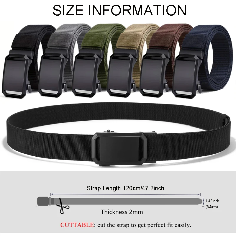 Canvas Tactical Belts Men's Durable Automatic Buckle Waist Strap, Ideal for Outdoor Hunting, Adventures & Training Casual Pants