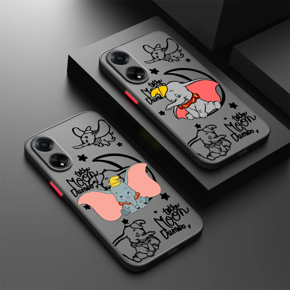 

Disney Dumbo Cute Cartoon Frosted Translucent For OPPO X5 X3 A54S A5 A94 A16 A53S A57 A74 A72 A96 A98 A78 5G Funda Phone Case