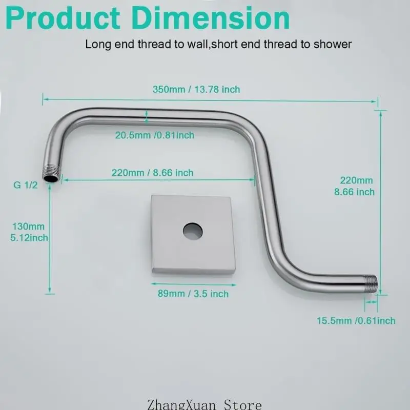 Duscharmrohr zur Wandmontage mit gewölbtem Profil und Abdeckplatte 3XUF – Detail 6