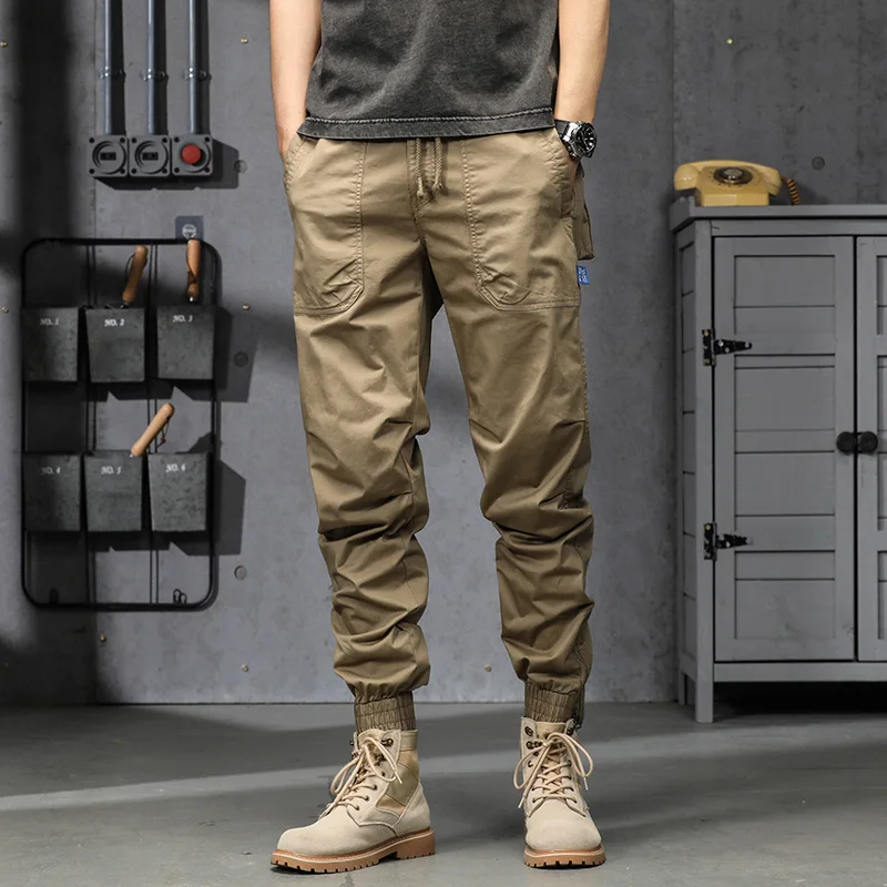 سراويل تكتيكية متعددة الوظائف للرجال، سراويل عمال خارجية مع جيوب متعددة وطماق، سراويل شحن فضفاضة جديدة #5