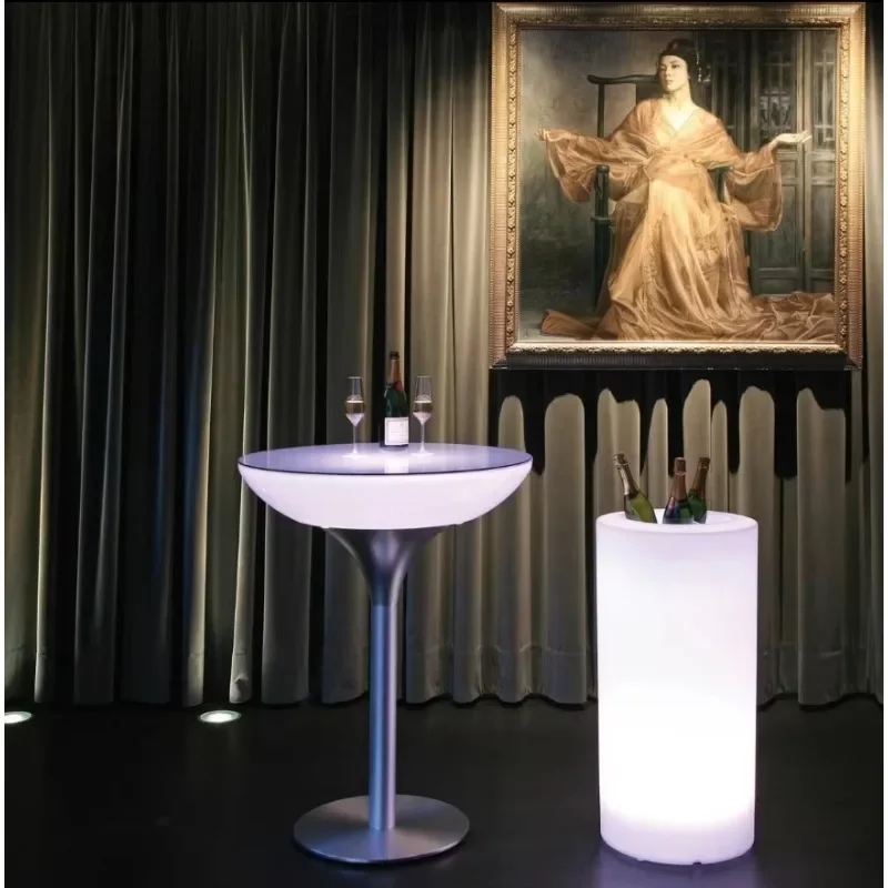 Modern Light Emitting Diode Bar Upper Floor Portable Cocktail Table Mall Hotel Park Event Luminous Garden Party High Furniture