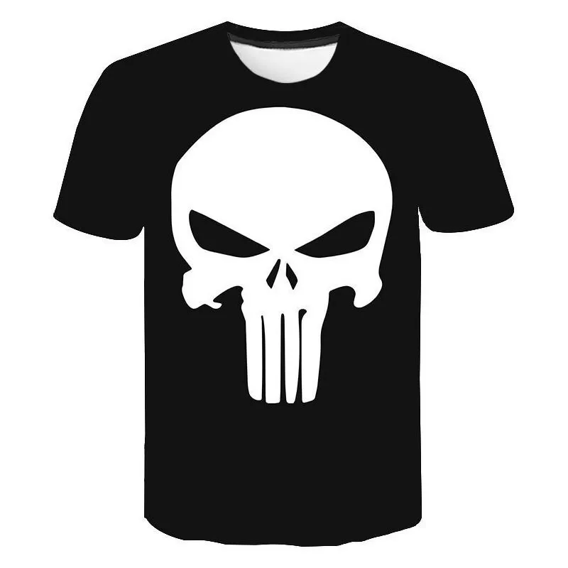 Miniso Punisher T-Shirt Skull 3D Print Streetwear uomo donna moda oversize manica corta T-Shirt bambini Tees top abbigliamento