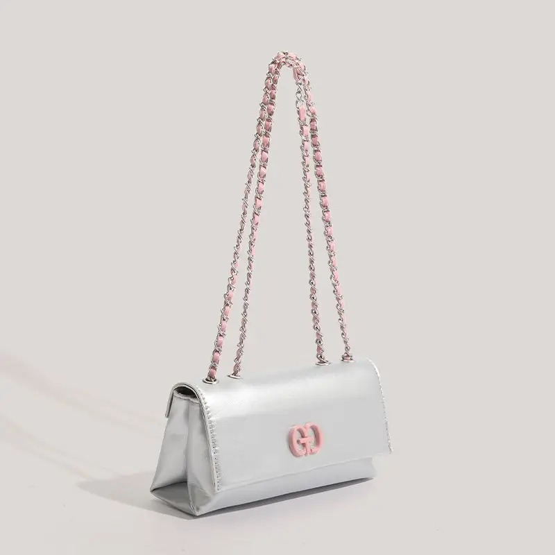 Niche Temperament Silver Chain Small Square Bag 2023 Versatile Fashion Casual Large Capacity Women\'s Shoulder Crossbody Bag