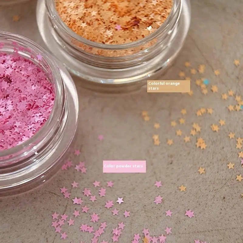 Star Glitter Macaron Color Colorful Nail Flake Flash Small Pentagram Nail Seqiuns Kawaii DIY Manicure Accessories Nail Charm