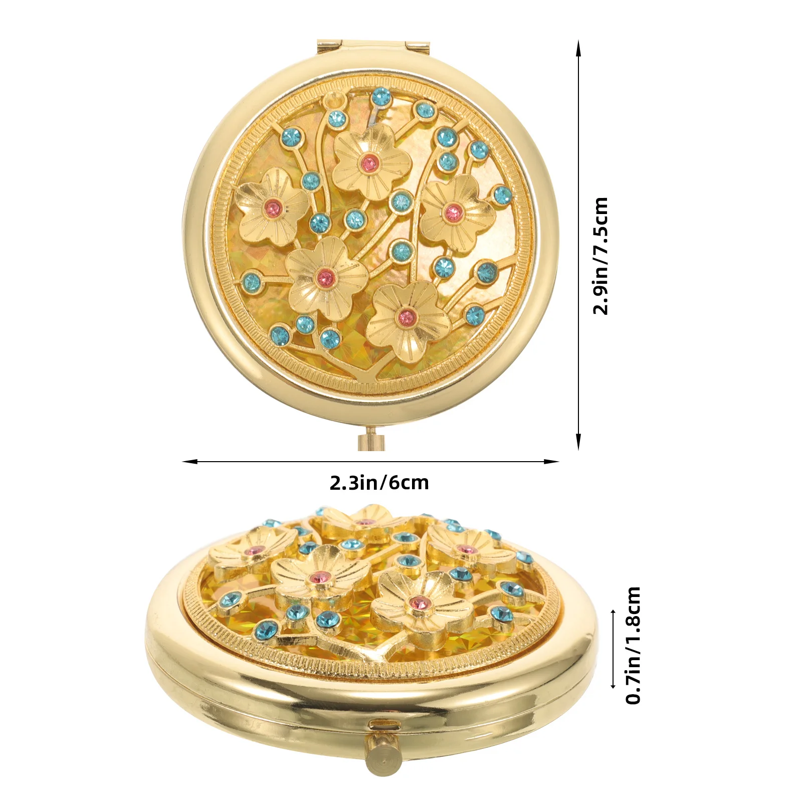 Kleine make-upspiegel Vintage gouden handspiegel Compact reisformaat voor vrouwen Buitengebruik Heldere reflectie Overal uittrekken