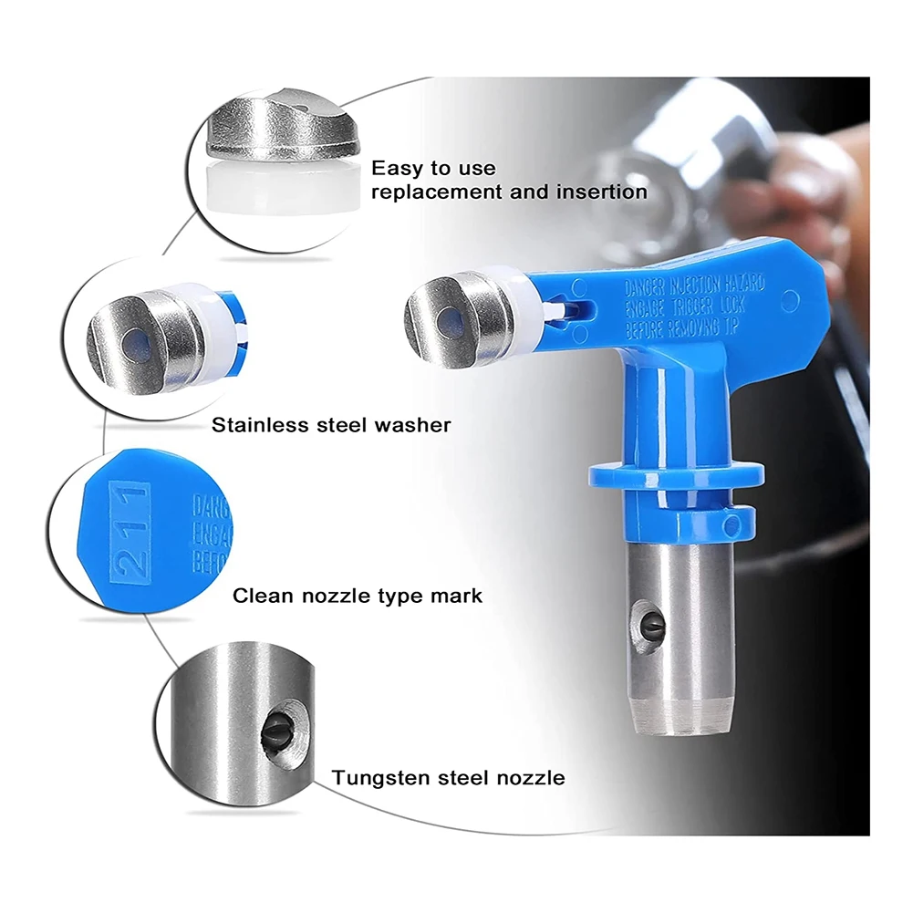 Embouts de pulvérisation pour pulvérisateur sans air, réversible, 6 pièces avec 2 sièges de buse