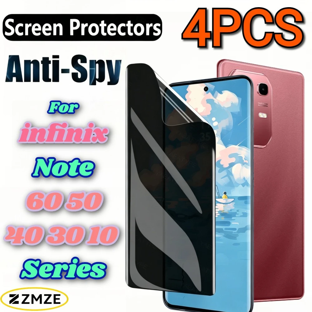 

4Pack Privacy Hydrogel Films For Note 60 50 40 30 10 Pro+ 60 Ultra 50S 50X 40S 40X 30 VIP 30i Series Ultra Thin Protectivel Film