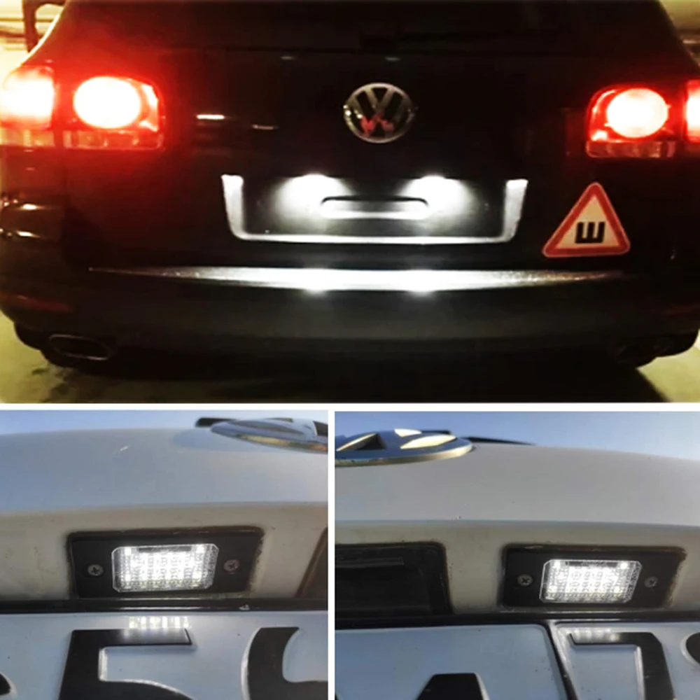 2pcs For VW LED License Number Plate Light Lamp Tiguan 07-11 Touareg Mk1 02-10 Passat B5.5 Golf 4/5 Wagon Error Free