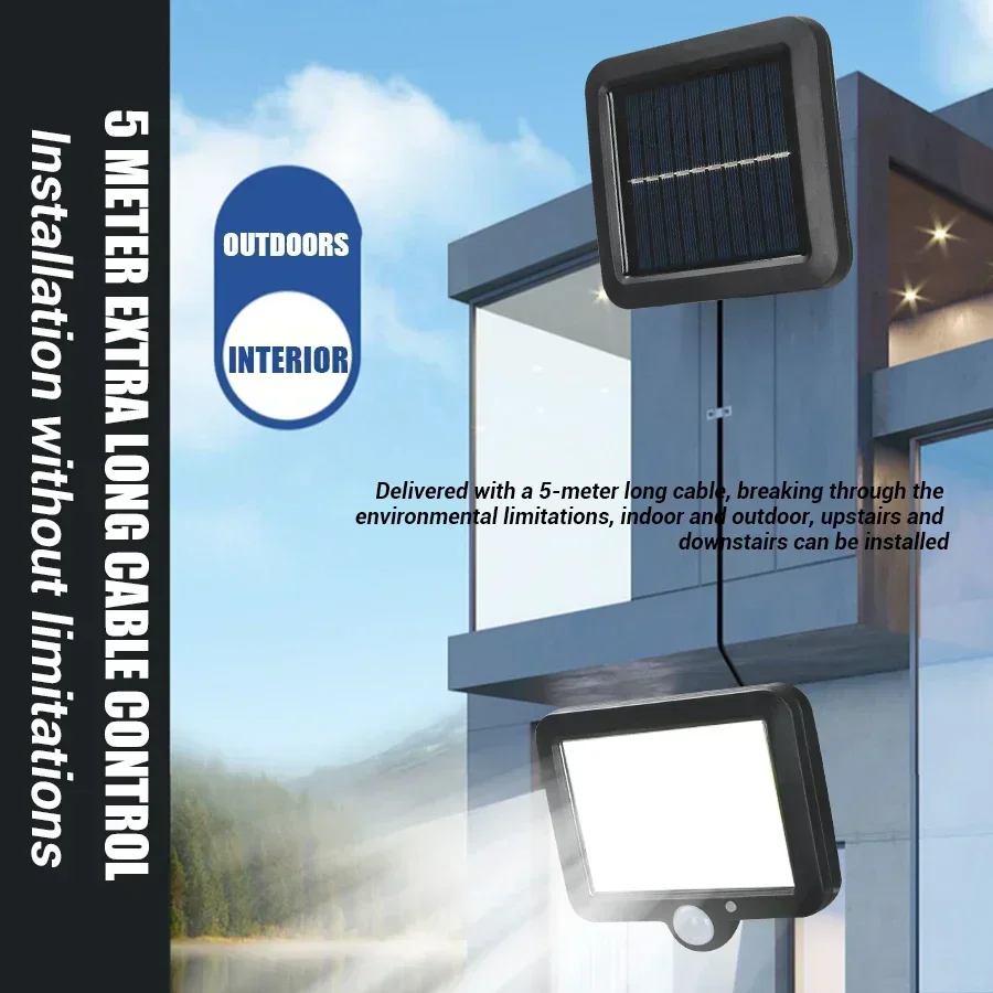 100/120/128COB أضواء الشمسية في الهواء الطلق سبليت الجدار مصباح 3 طرق مقاوم للماء محس حركة ضوء الشارع للمنزل حديقة المشهد #5