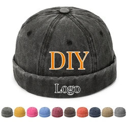 Custom free Hip Hop Cap For Men Denim Brimless Docker Hat Beanie Women Sailor Hats Breathable Summer Sun Visor Diy Logo Product