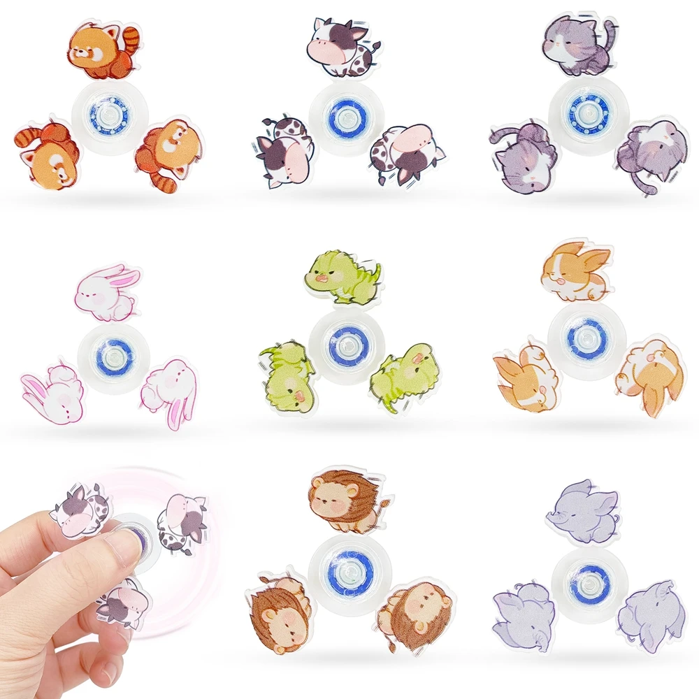 6 pièces créativité coloré Animal Lion vache Mini Fidget doigt Spinners bout des doigts en vrac aléatoire soulagement du Stress jouets sensoriels