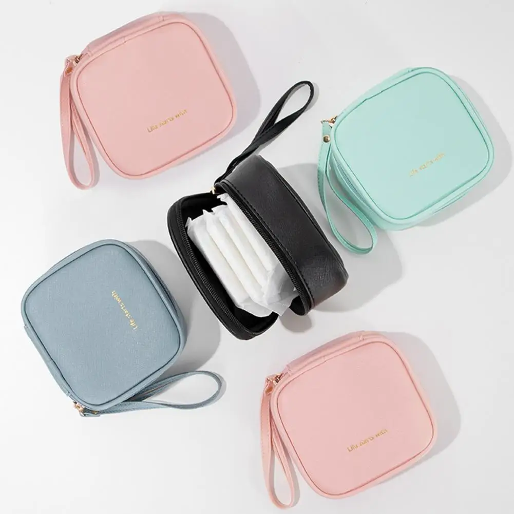 

PU Leather Tampon Storage Bag Girls Sanitary Napkin Pouch Makeup Lipstick Earphone Data Cables Travel Organizer Cotton Pad Pouch