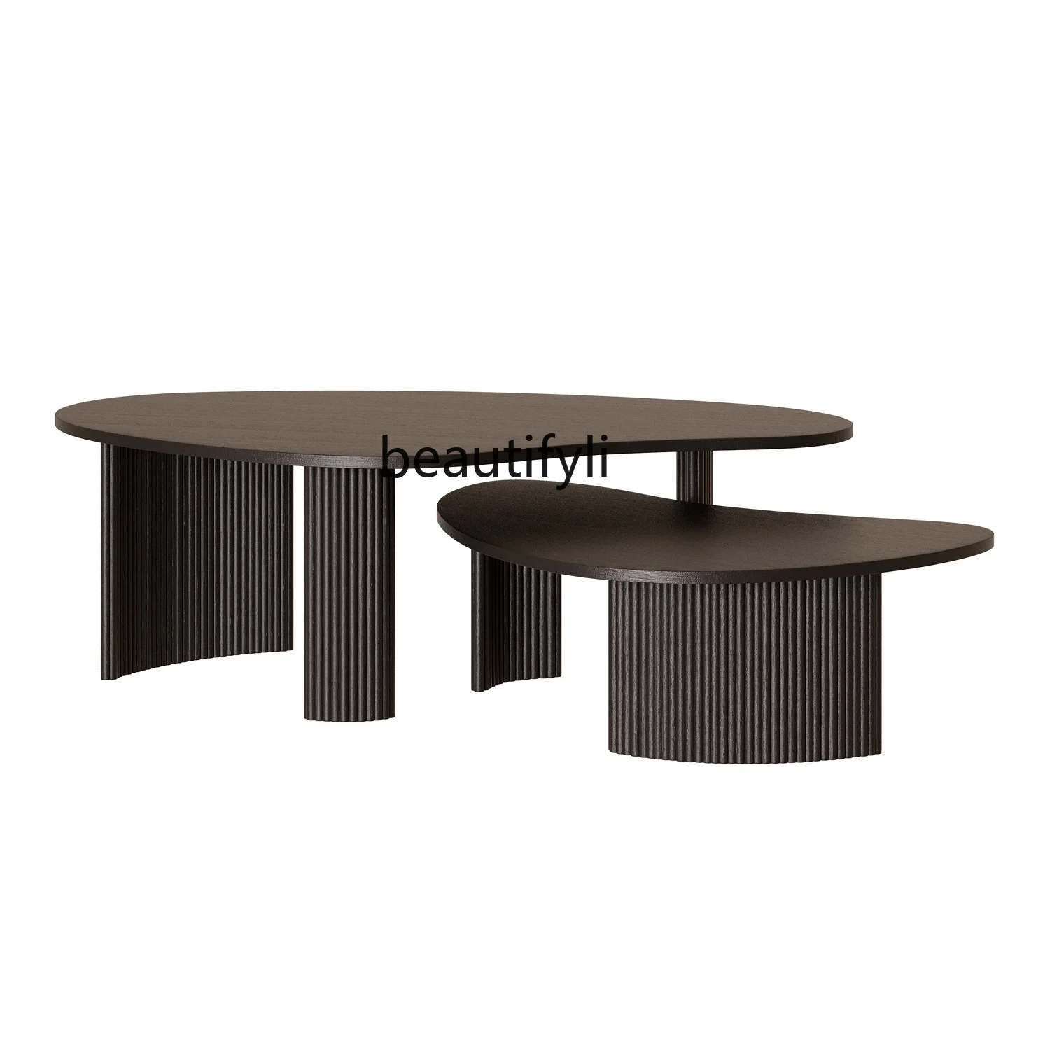 

Italian Minimalist Black Irregular Crescent Coffee Table Modern Special-Shaped Combination Coffee Table