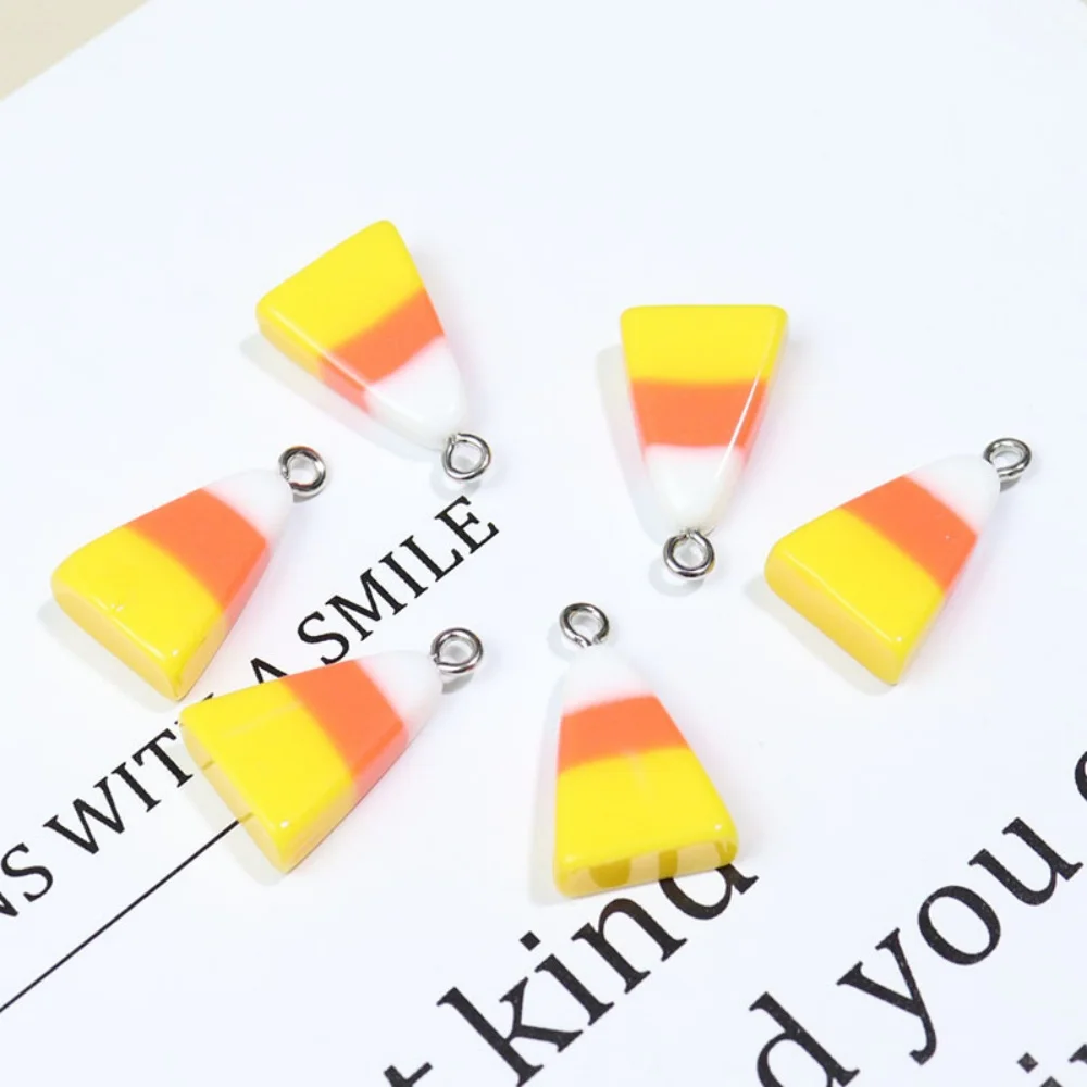 10pcs Resin Triangular Gradient Corn Kernels Charms Pendant For Diy Making Necklace Pendant Jewelry Accessories
