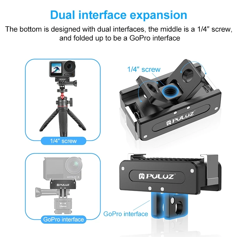 PULUZ For DJI Osmo Action 5 Pro / Action-4 / Action-3 Camera Magnetic Quick Release Base with Action Interface & Gopro Interface