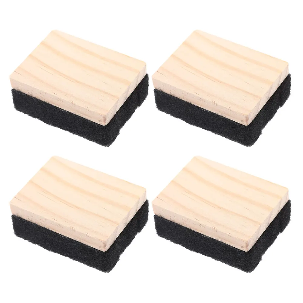 

4pcs Wooden Blackboard Eraser Mini Portable Dry Erase Chalkboard Erasers For Classroom Office Home Reusable Eva Erasers