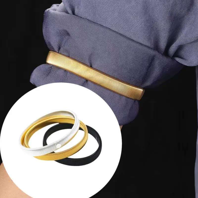 بسط مطاطا المعادن كم الأربطة عدم الانزلاق الذراع خواتم للجنسين قميص كم حامل الأصفاد الملابس والاكسسوارات أساور الرجال