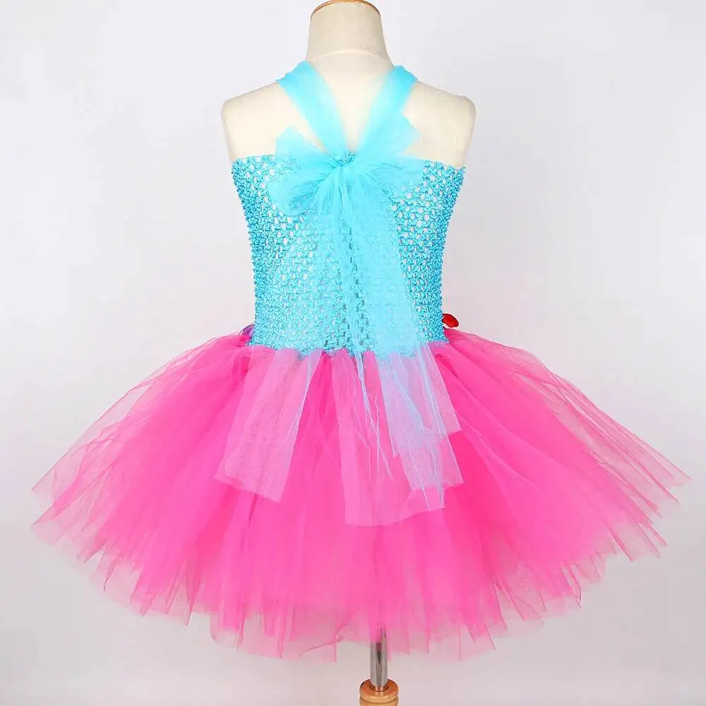 Flowers Hawaii Grass Costumes for Girls Hula Party Ballet Tutus Dresses for Kids Luau Dance Princess Outfit with Garland Ring view 4