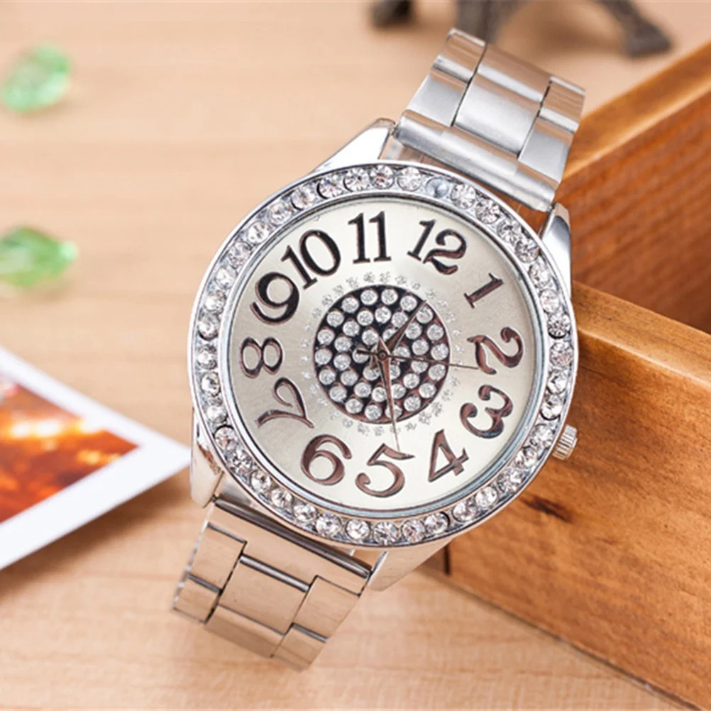 

Diamond Accent Ladies Quartz Watch in Silver Tone Stainless Steel Band Feminine Minimalist Design Timepiece for Work Party