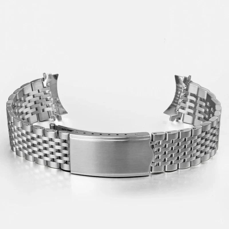 20mm 19mm 18mm roestvrijstalen horlogeband voor Omega Seamaster Speedmaster gebogen uiteinde metalen band zakelijke vervanging armband