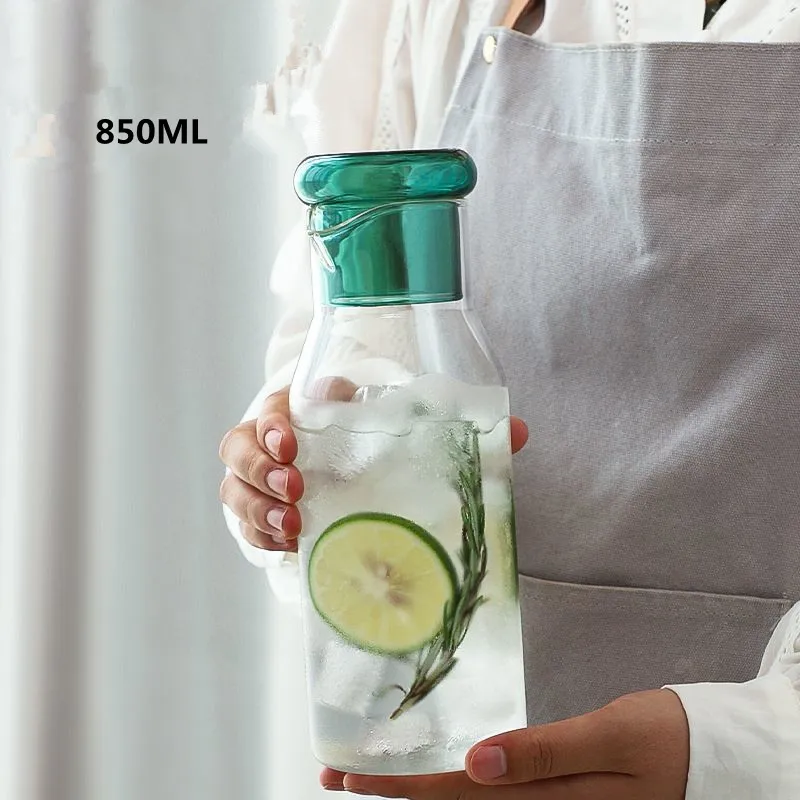 Colorful Clear Glass Bedside Night Water Carafe Set with Tumbler, Pitcher And Cup Night Set