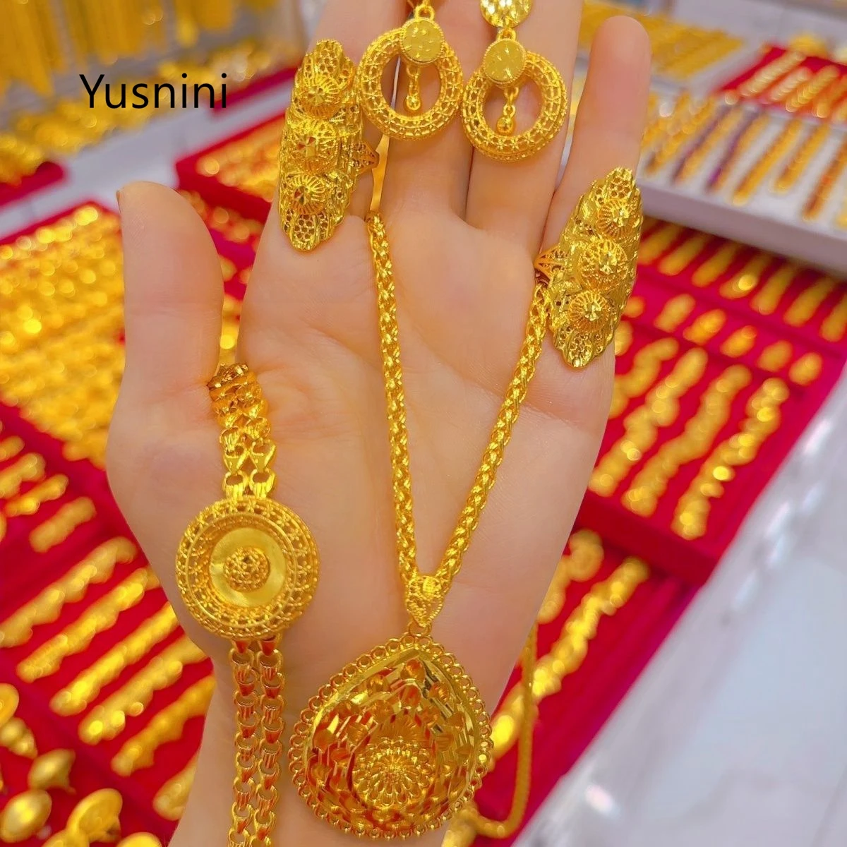 Novo Conjunto de Joias de Luxo - Women'S Fashion Rings Gold avaliação e preço