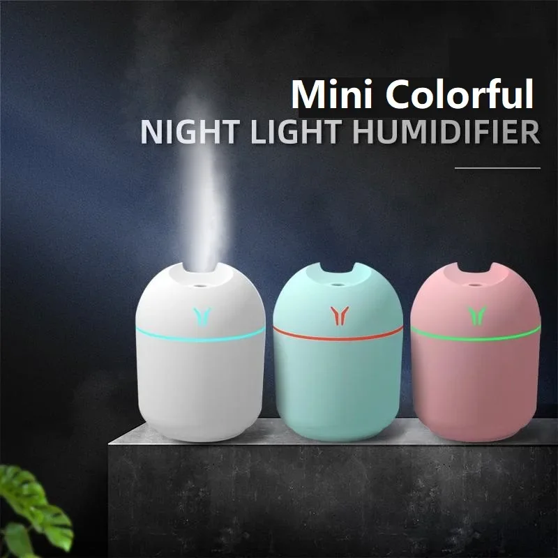 Diffuseur d'huiles essentielles d'arôme pour la maison et la voiture, brumisateur muet à ultrasons, lampe à documents LED, mini humidificateur d'air USB, 250ml