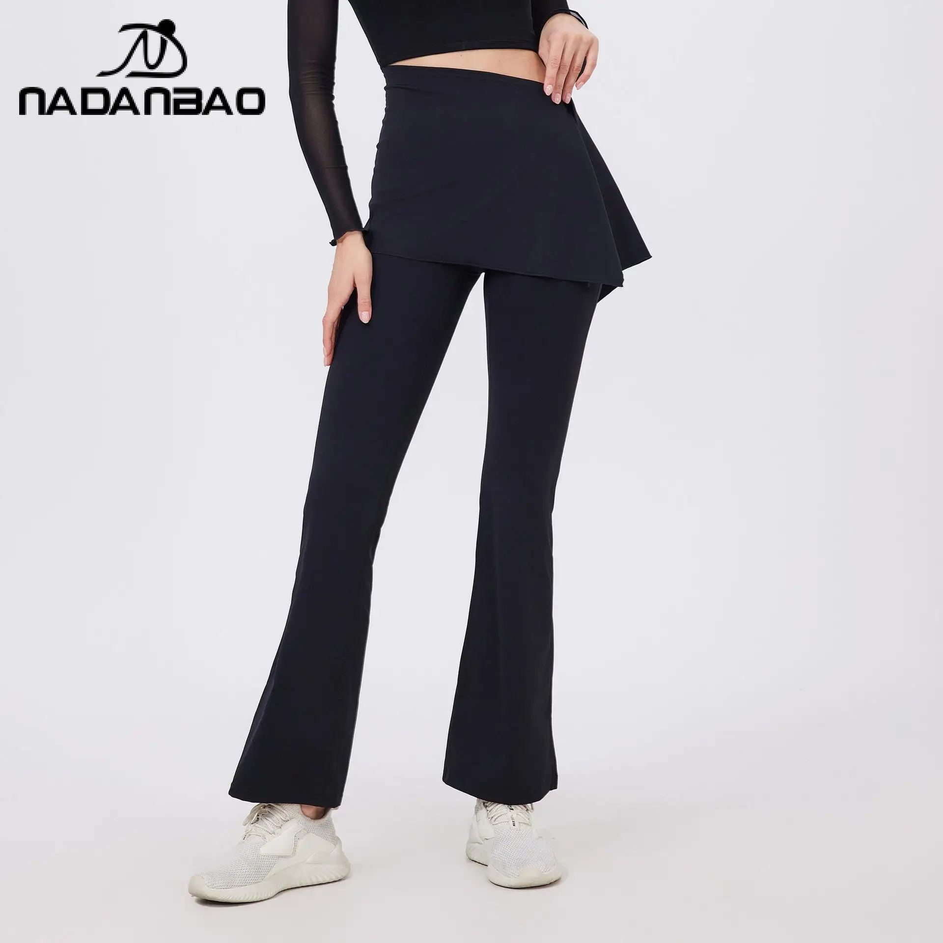 

Nadanbao Fashion High-Waist Two-Piece Flared Pants Women's Breathable Naked Yoga Pants Detachable Fart Curtain Hip Lift Trousers