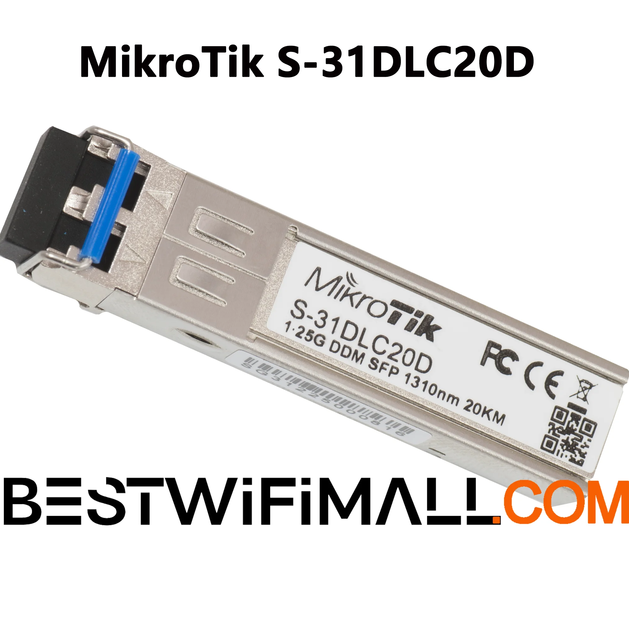 

Модуль SFP MikroTik S-31DLC20D, одномодовый, 1.25G, 20 км, 1310 нм, двойной разъем LC, для оптоволоконных соединений, 1 шт.