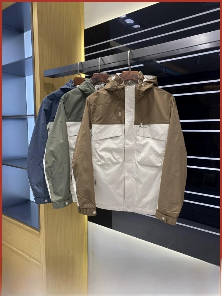 

Уличное джетак, дышащее ветрозащитное водонепроницаемое лоскутное пальто с капюшоном, 3D пошив, новое осеннее мужское модное пальто Jaet