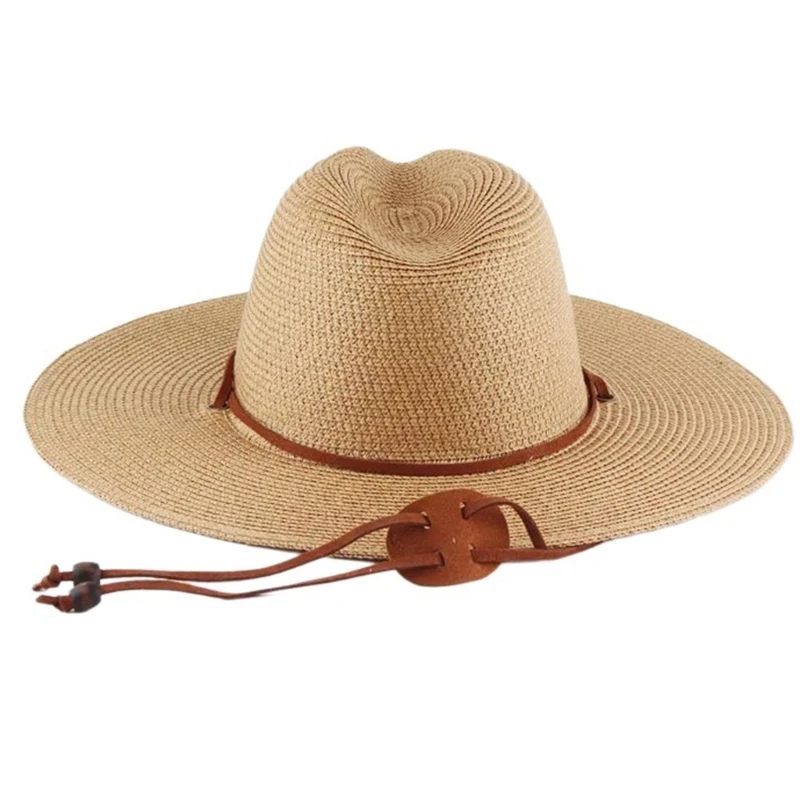 Adult Hand Weaving Straw Hat Breathable Beach Hat for Travel Casual Sun Hat