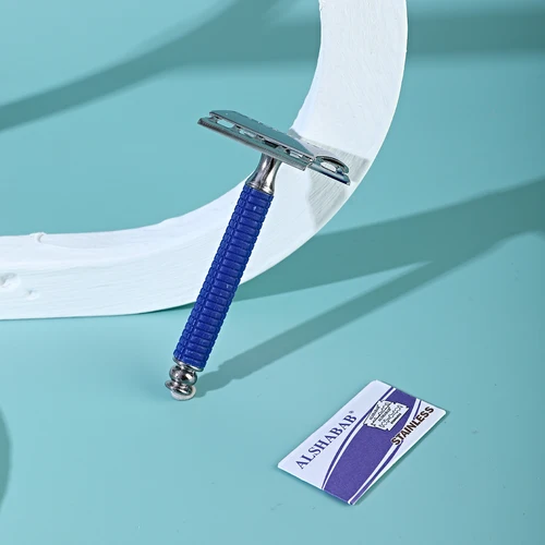 Afeitadora de seguridad ALSHABAB para hombres, afeitadora facial de doble filo, maquinilla de afeitar inoxidable con 1 hoja, mango de plástico, Afeitadora Manual