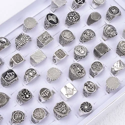 Wholesale 20Pcs/lot Vintage Square Ring For Women Men Mix Style Retro Punk Hip Hop Rock Party Jewelry