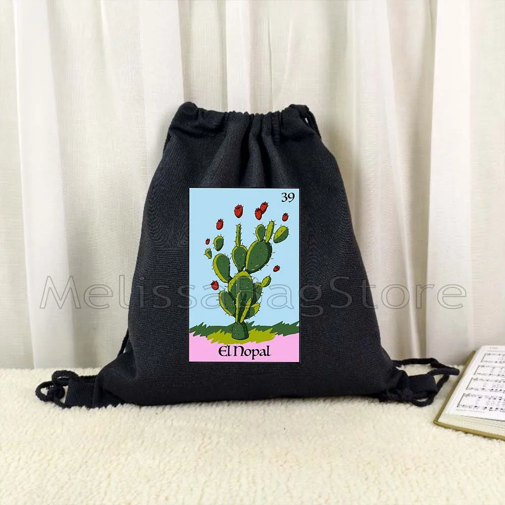 The Heart Aztec Star Umbrella Watermelon ROSA Mexican Loteria Bingo Card Art Drawstring Bags Soccer Backpack Sackpack String Bag